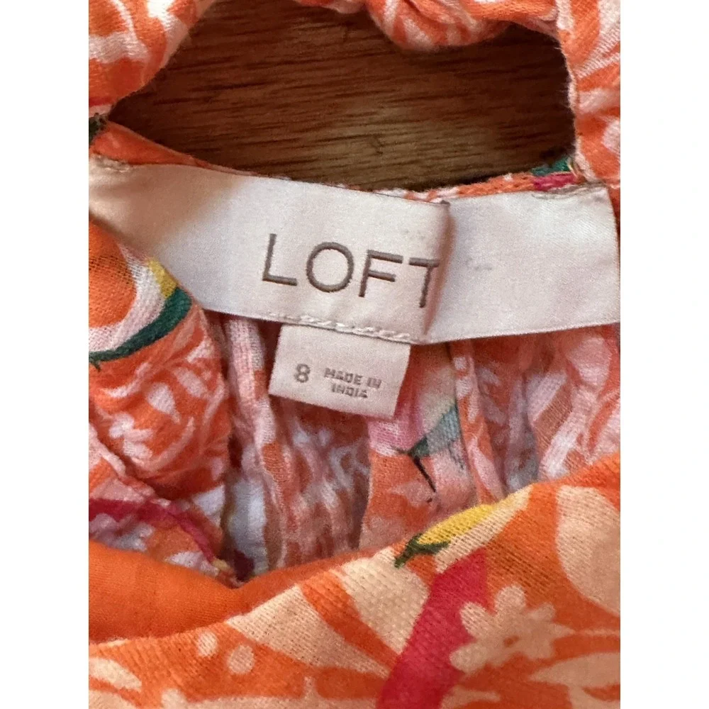 Loft Women's Size 8 Orange Bird Print Tank Top Shirt
